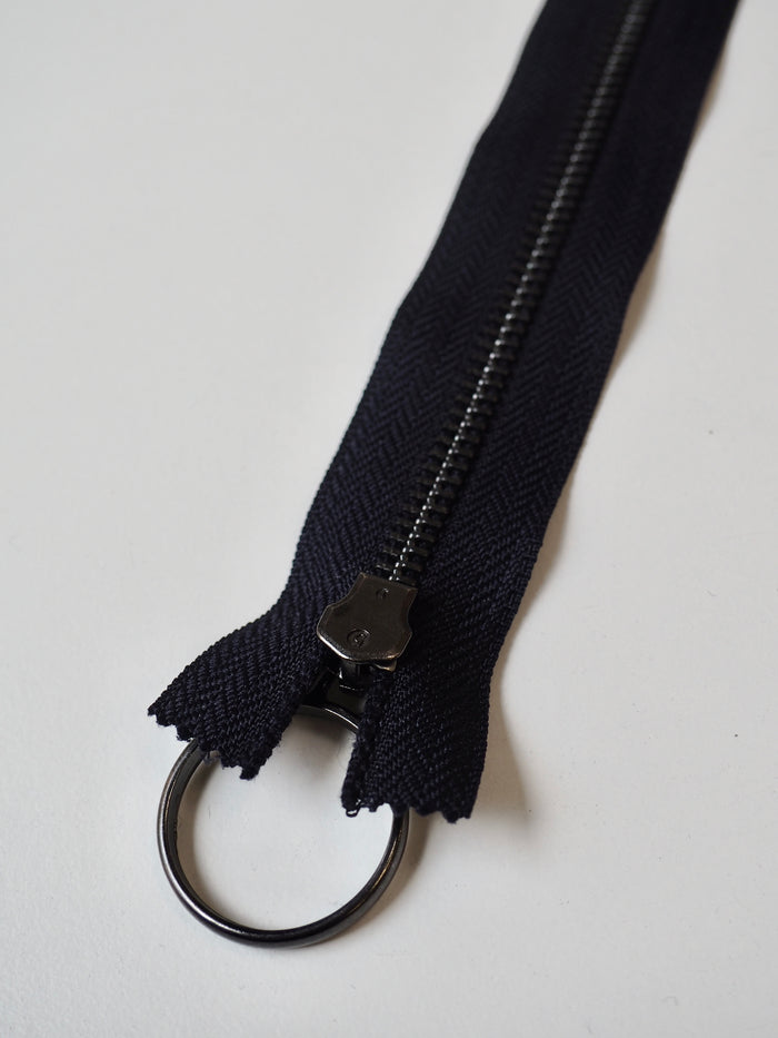 20cm/8inch Dark Navy Gunmetal O-Pull Metal Teeth Zips