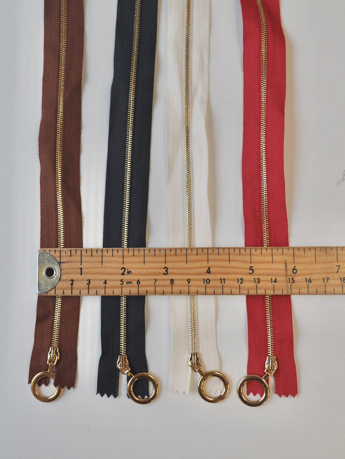 40cm/15.5inch O-Pull Narrow Metal Teeth Zips