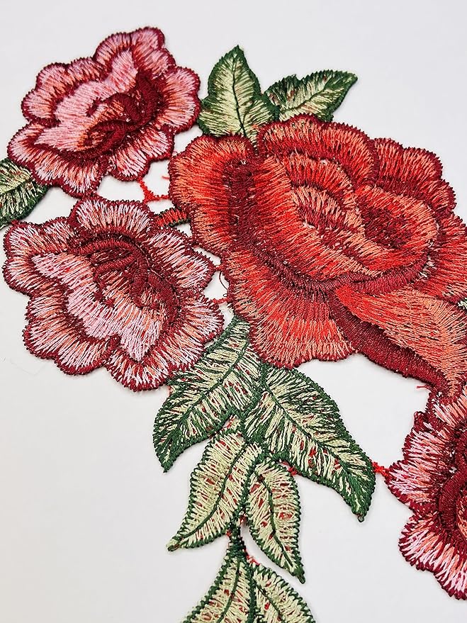 Ani Accessories embroidery flower patch for women closeup view showing intricate floral stitching for jackets shirts denim jeans and bags