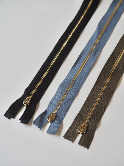50cm/19.5inch No Pull Gold Metal Teeth Zips