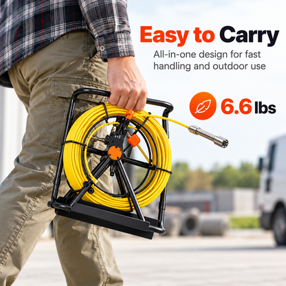 Video Sewer Camera with 20m/66ft Snake Cable, 4.3in Screen Industrial Endoscope, IP68 Waterproof, DVR Record, LED Lights, SD Card, Batteries, Flexible Spring Turns Easily, Drainage Pipe Inspect Tool for Plumbers, Car Repair & Home Plumbing