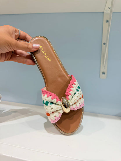 fabric sandals with gold detail