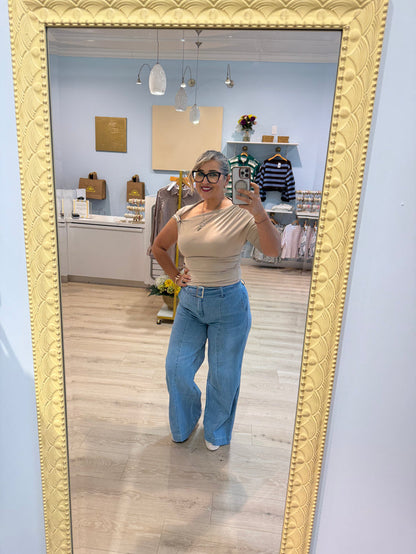 denim belted jeans