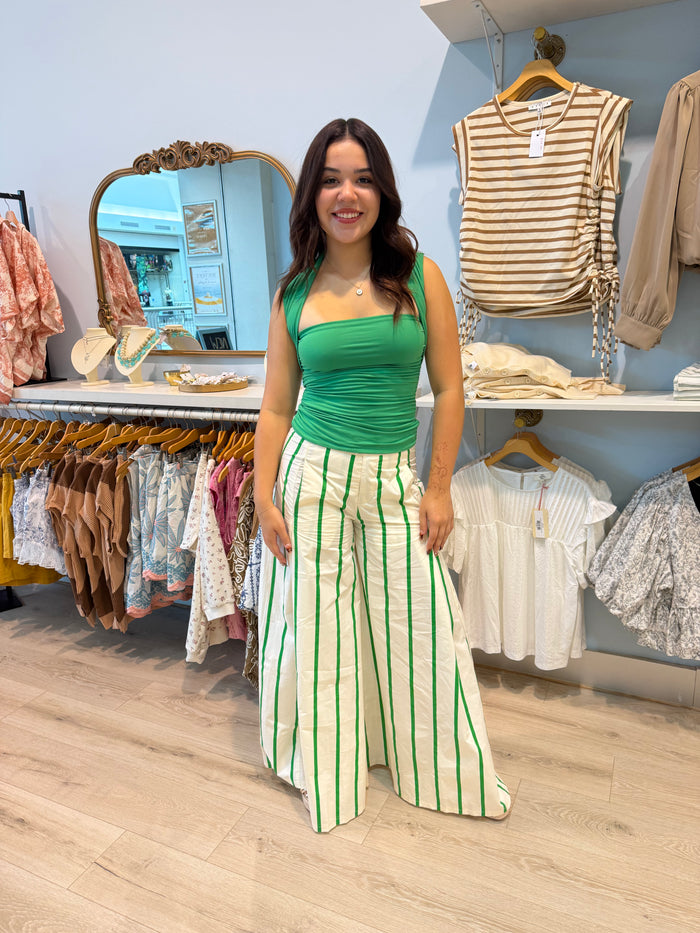 ultra wide leg stripped pants