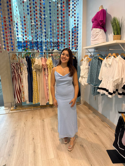 blush polka dot maxi