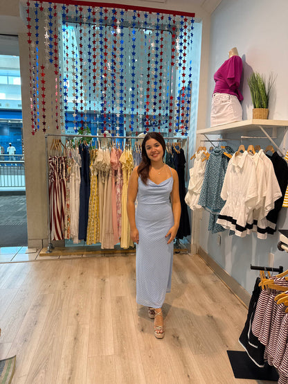 blush polka dot maxi