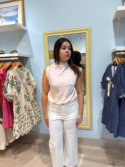 white jeans with pocket detail