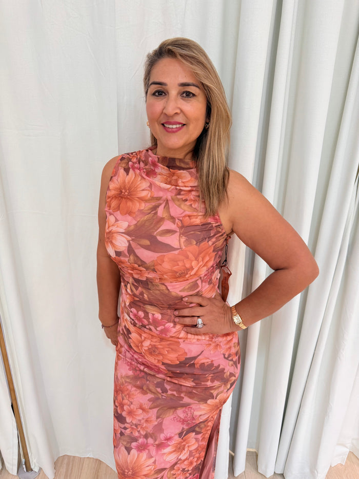 peach kiss maxi dress