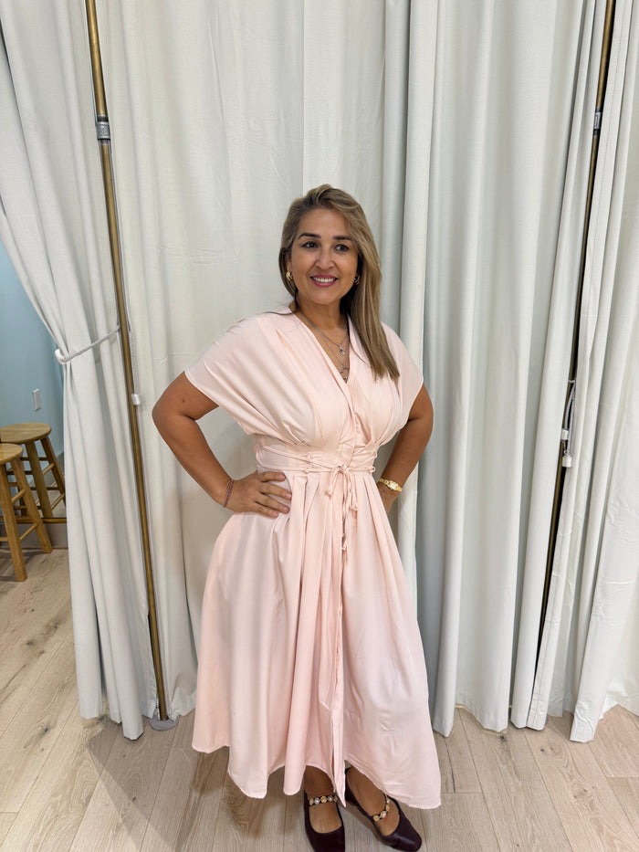 pale pink maxi dress