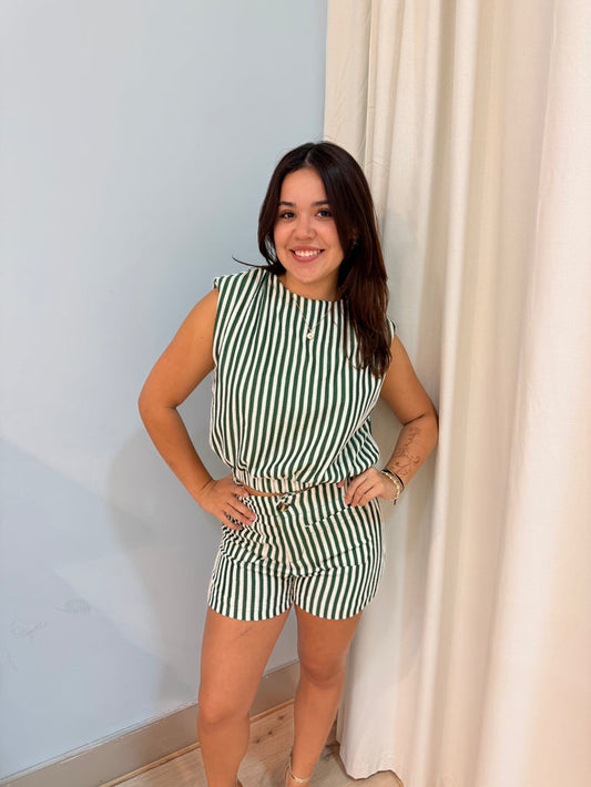 hunter green stripped shorts