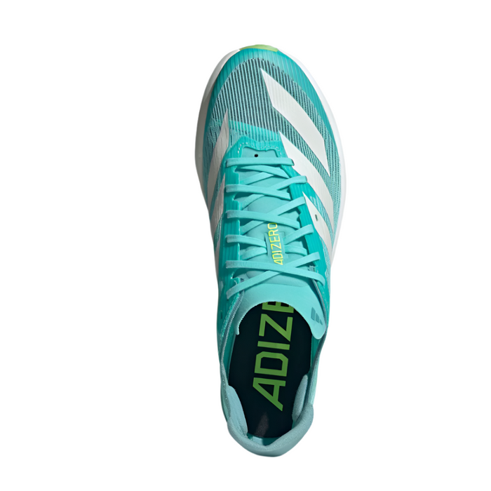 adidas Unisex Adizero Ambition Track Running Spikes in Flash Aqua/Zero Metalic/Lucid Lemon AW25