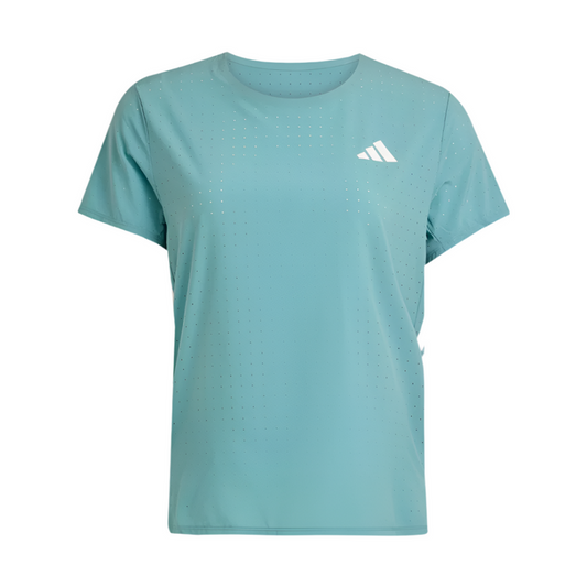 adidas Women's Adizero Short Sleeved Running Tee in Powder Teal AW25
