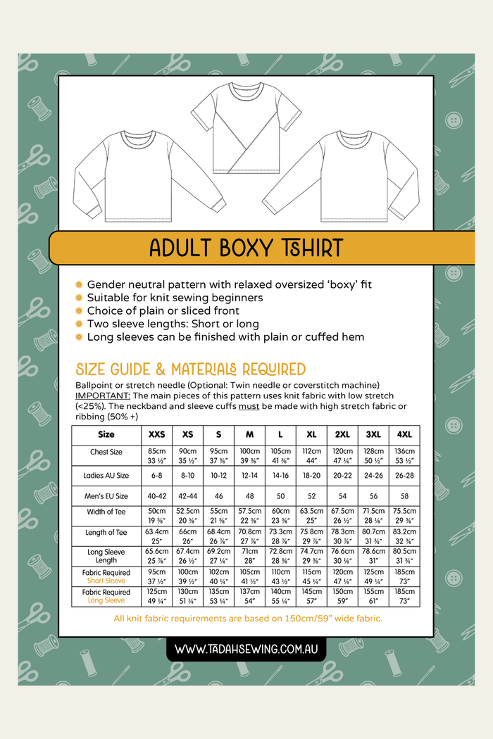 Adults Boxy Tee Pattern