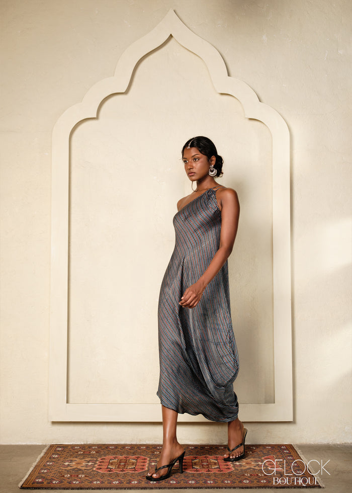 Ajrakh Handprinted Draped Dress - 070226