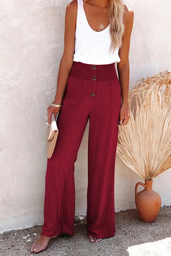 Alina | Smocked High-Waist Beach Pants