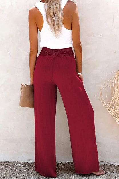 Alina | Smocked High-Waist Beach Pants