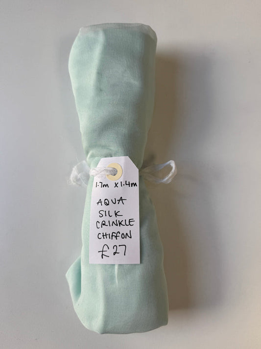 Aqua Silk Crinkle Chiffon Remnant