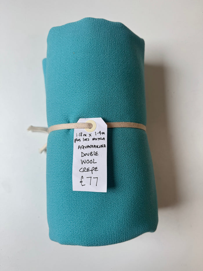 Aquamarine Double Wool Crepe Remnant