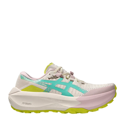 ASICS Women's TRABUCO MAX 5 Trail Running Shoes in Mineral Beige/Aurora Green, side view