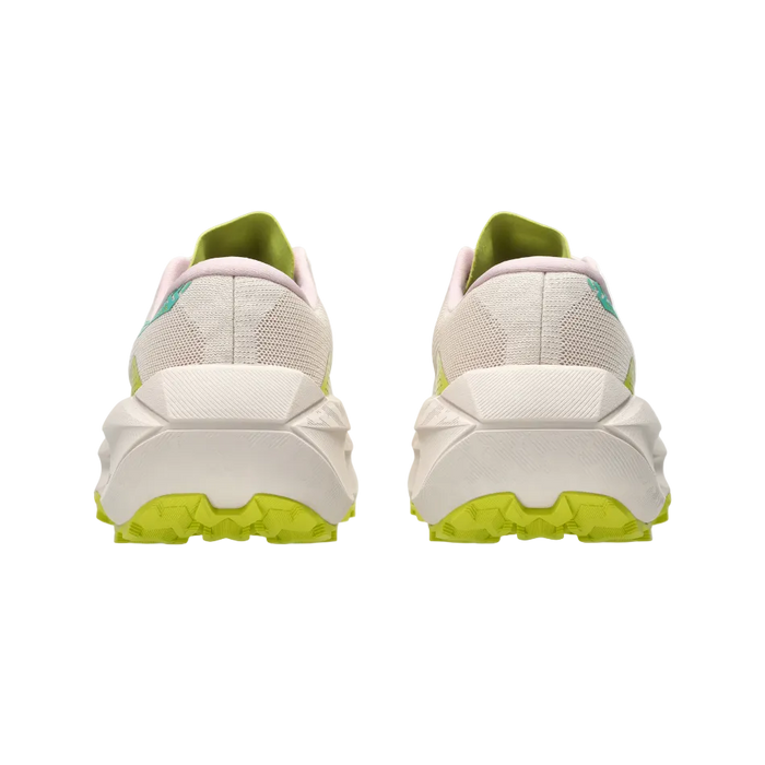 ASICS Women's TRABUCO MAX 5 Trail Running Shoes in Mineral Beige/Aurora Green, heel view
