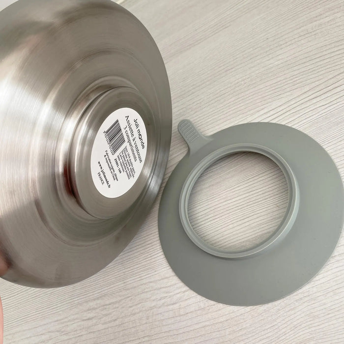 Assiette bébé inox à ventouse 3 compartiments Joli Monde