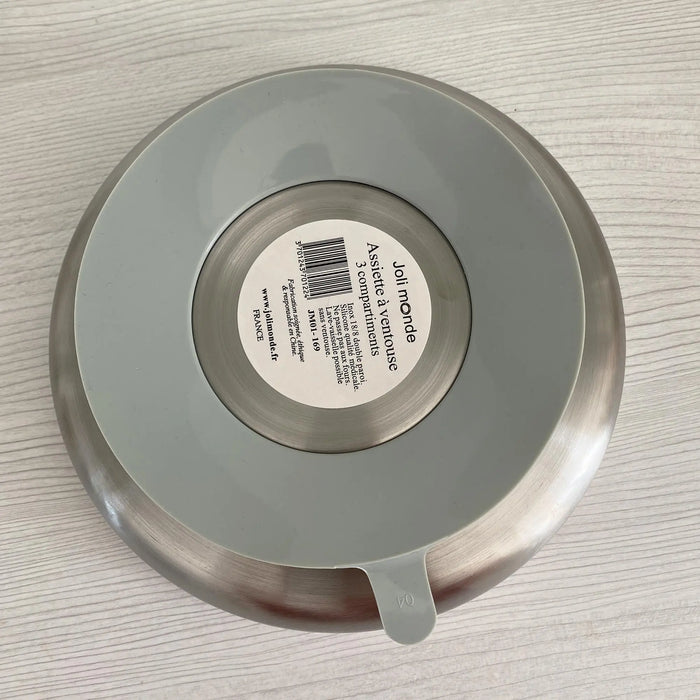 Assiette bébé inox à ventouse 3 compartiments Joli Monde