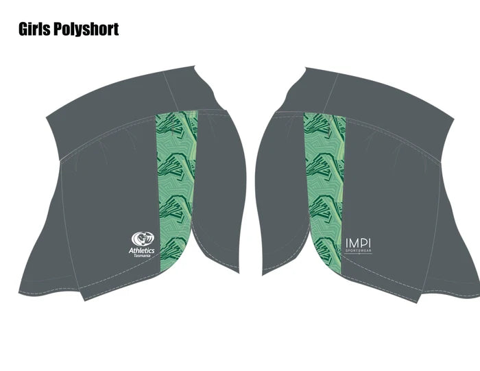 ATAS Girls Poly Short - Grey & Green