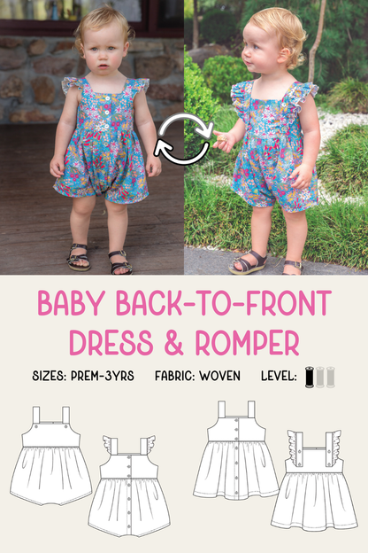 Baby Back to Front Dress & Romper Sewing Pattern