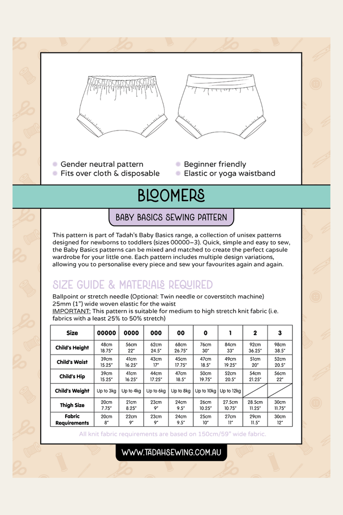 Baby Basics - Knit - Bloomers Sewing Pattern