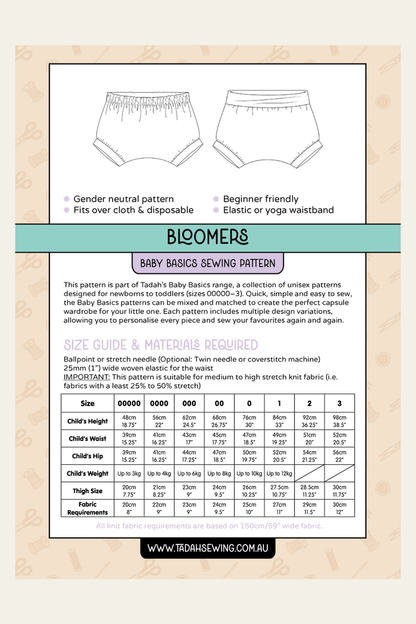 Baby Basics - Knit - Bloomers Sewing Pattern