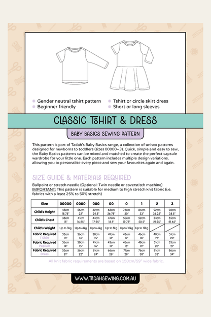 Baby Basics - Knit - Classic Tee & Dress Sewing Pattern