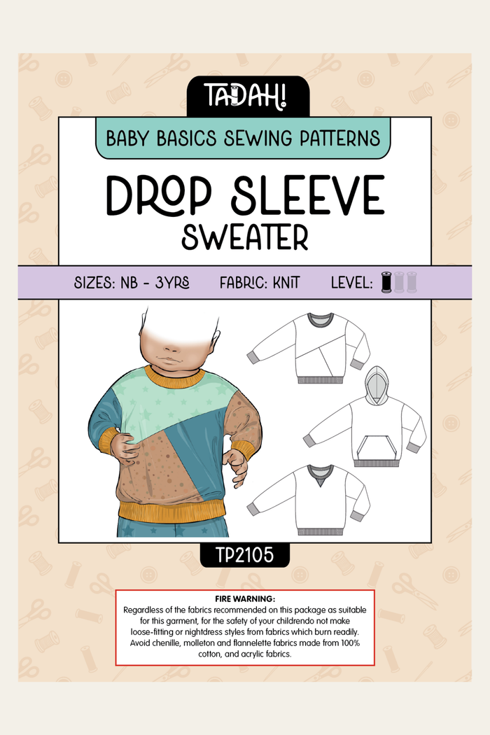 Baby Basics - Knit - Drop Sleeve Sweater Sewing Pattern