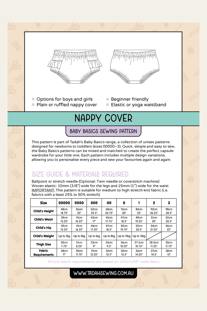Baby Basics - Knit - Nappy Cover Sewing Pattern