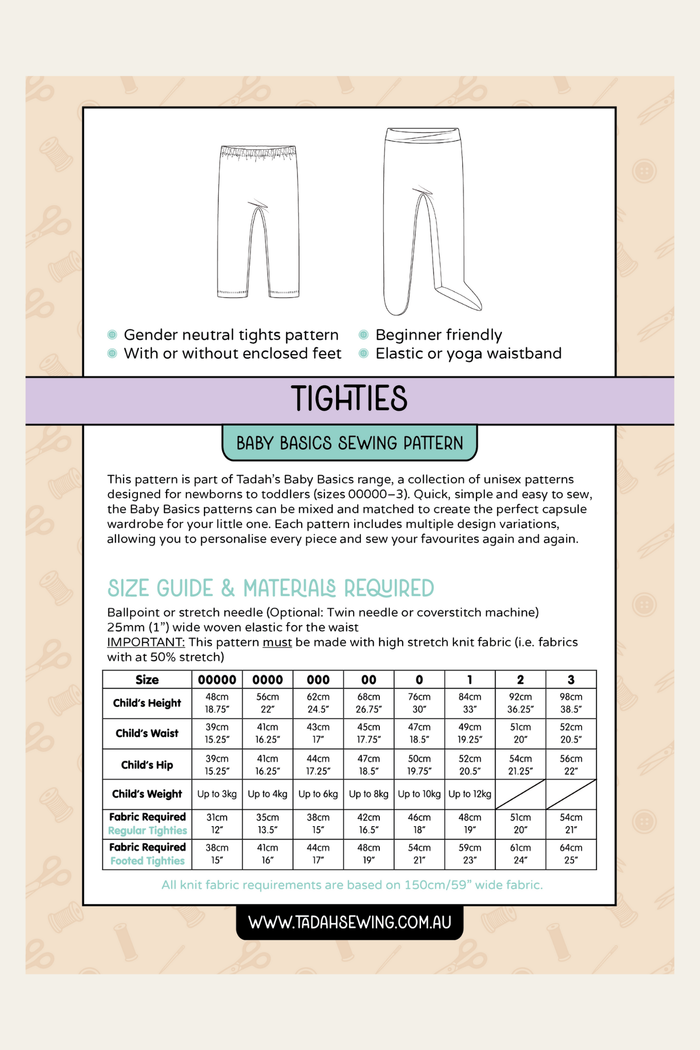 Baby Basics - Knit - Tighties Sewing Pattern