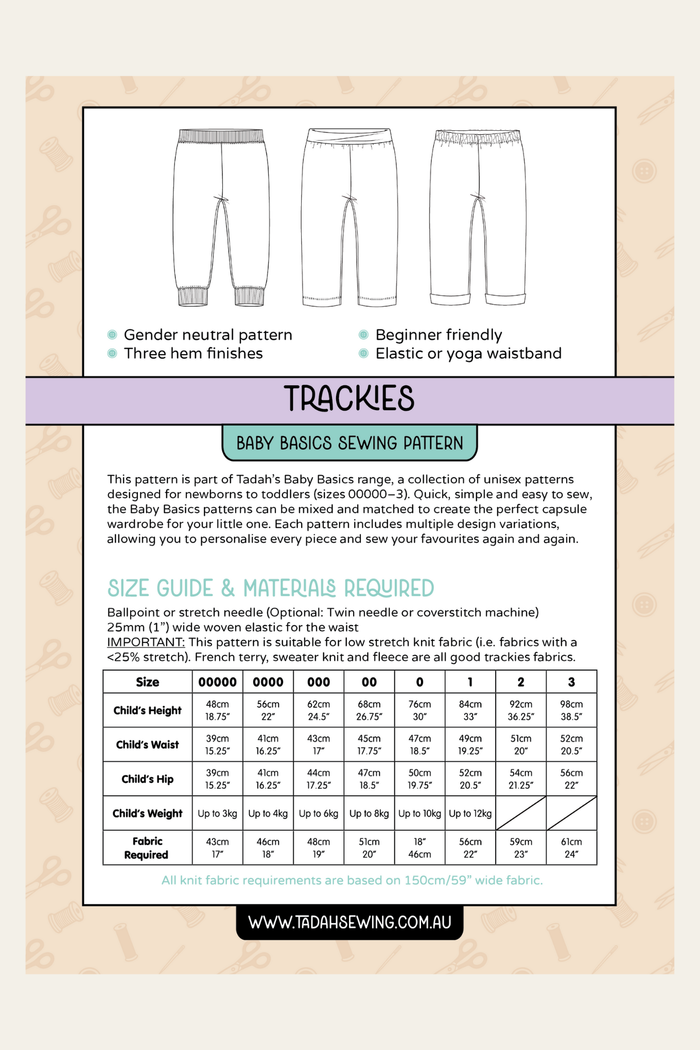 Baby Basics - Knit - Trackies Sewing Pattern