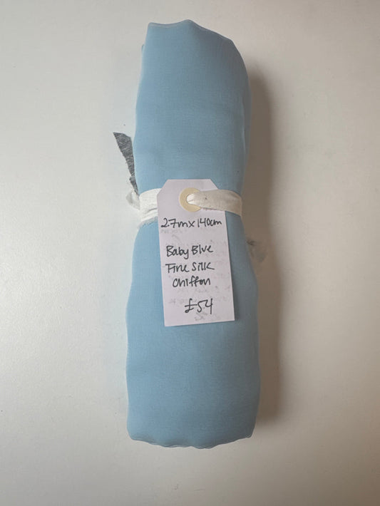 Baby Blue Fine Silk Chiffon Remnant