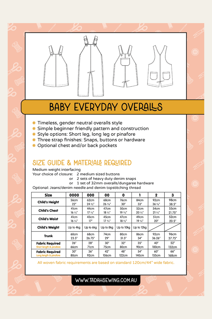 Baby Everyday Overalls Sewing Pattern