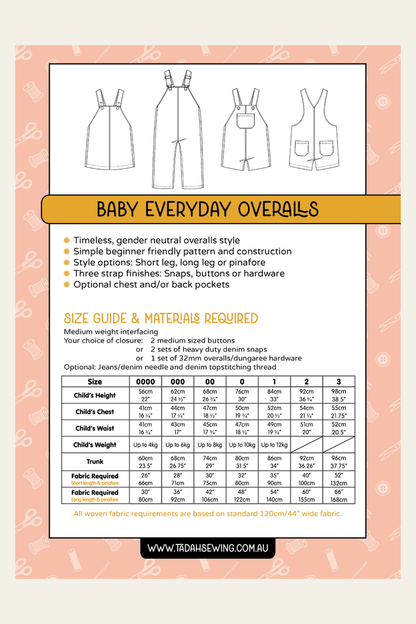 Baby Everyday Overalls Sewing Pattern