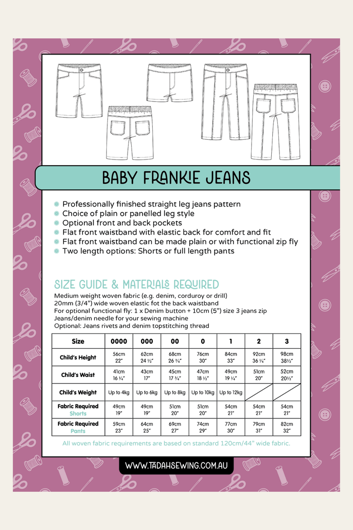 Baby Frankie Jeans Sewing Pattern