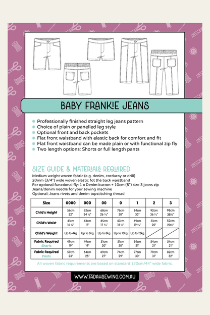 Baby Frankie Jeans Sewing Pattern