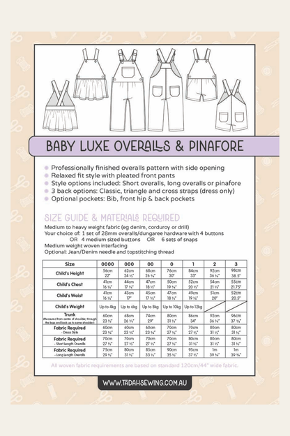 Baby Luxe Overalls Sewing Pattern
