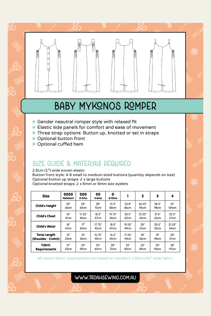Baby Mykonos Romper Sewing Pattern