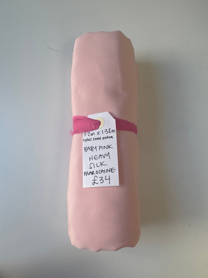 Baby Pink Heavy Silk Marocain Remnant