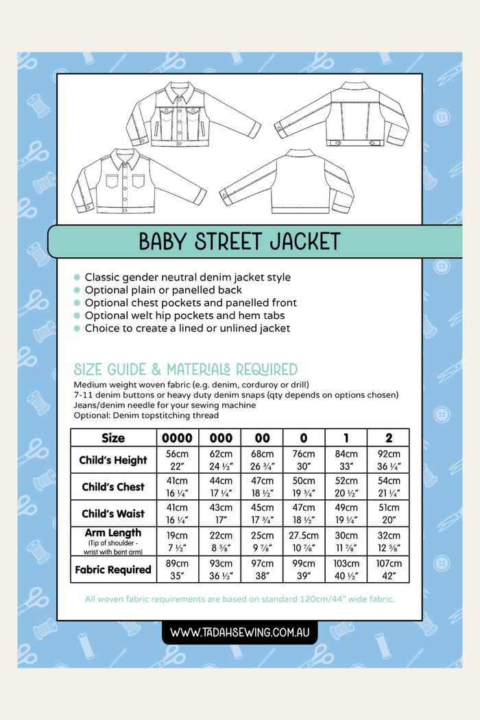 Baby Street Jacket Sewing Pattern