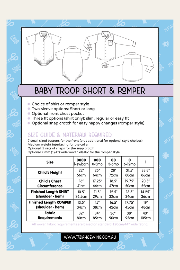 Baby Troop Shirt & Romper Sewing Pattern