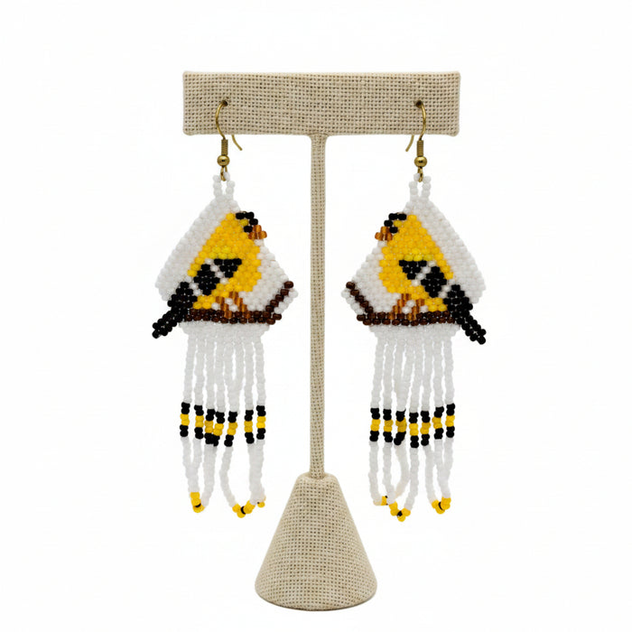 Beaded Dangle Finch Earrings