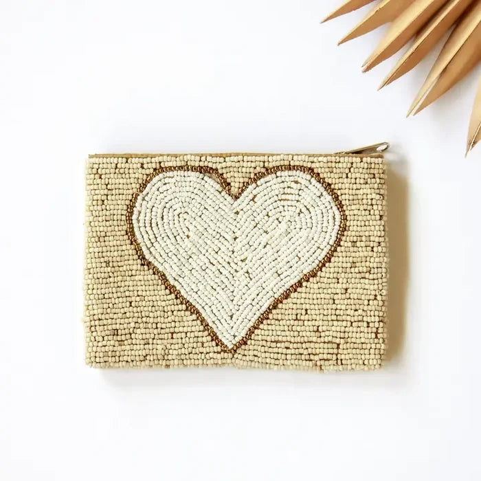Beaded Heart Coin Purse