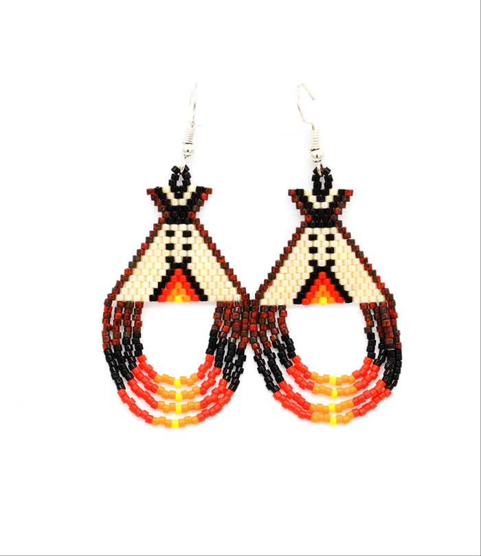 Beaded Oval Drop Earrings