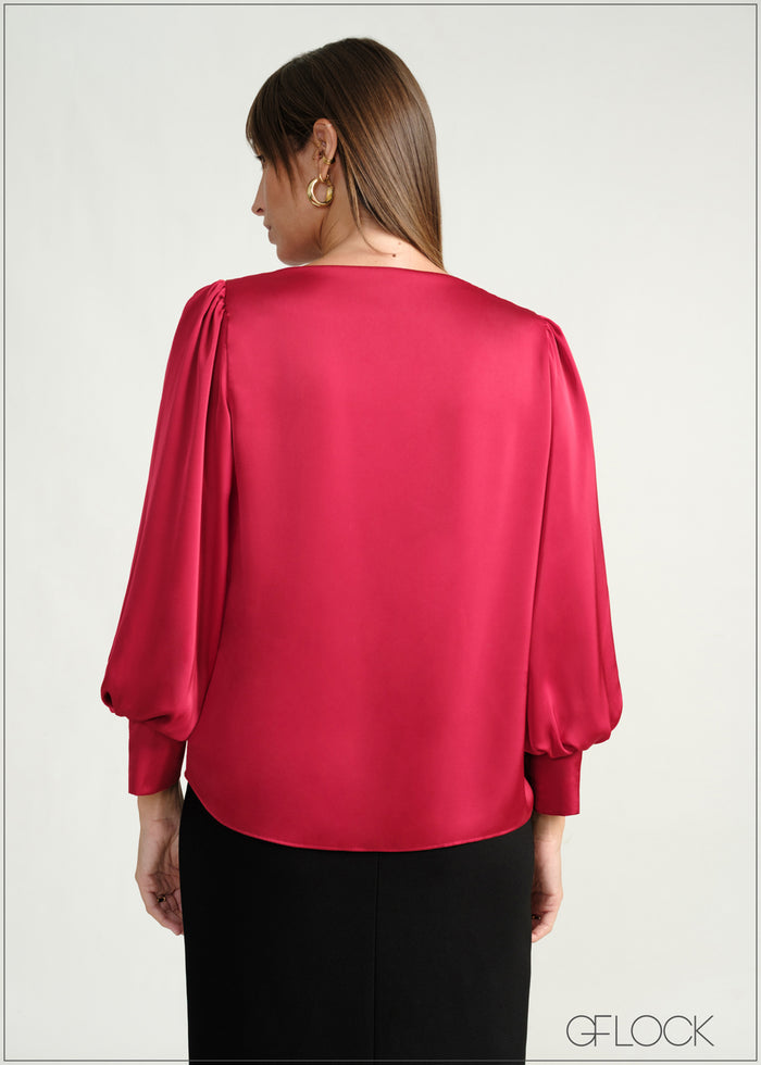 Bishop Sleeved Satin Top - 160226