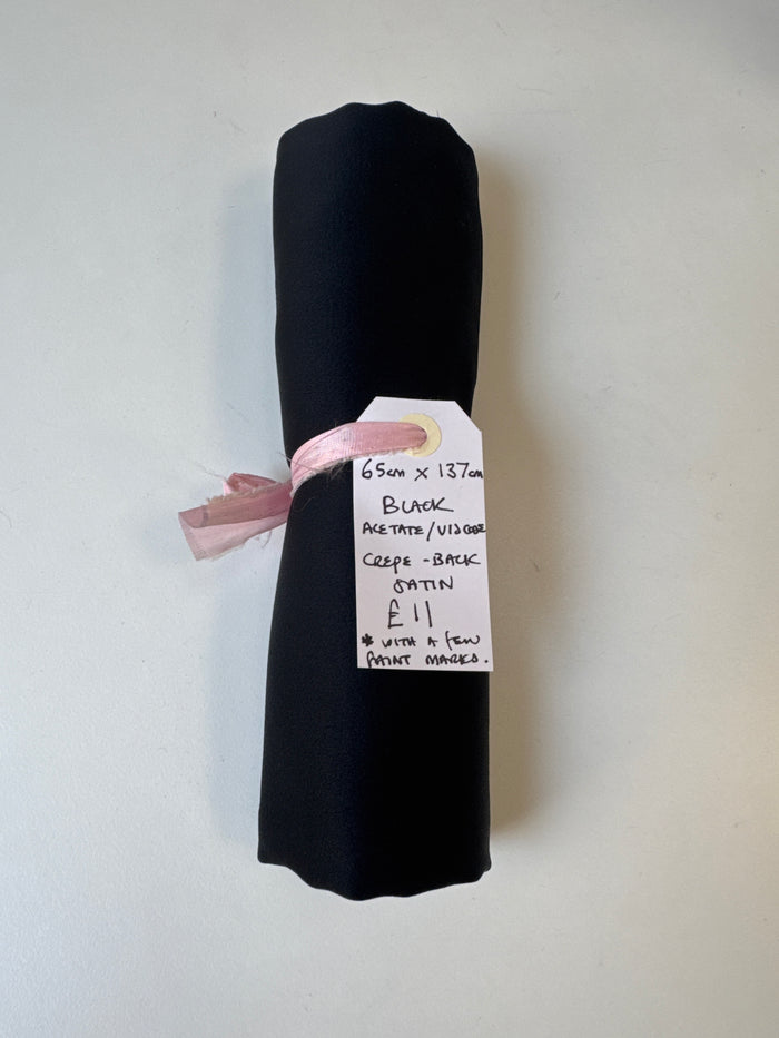 Black Acetate/Viscose Crepe Back Satin Remnant